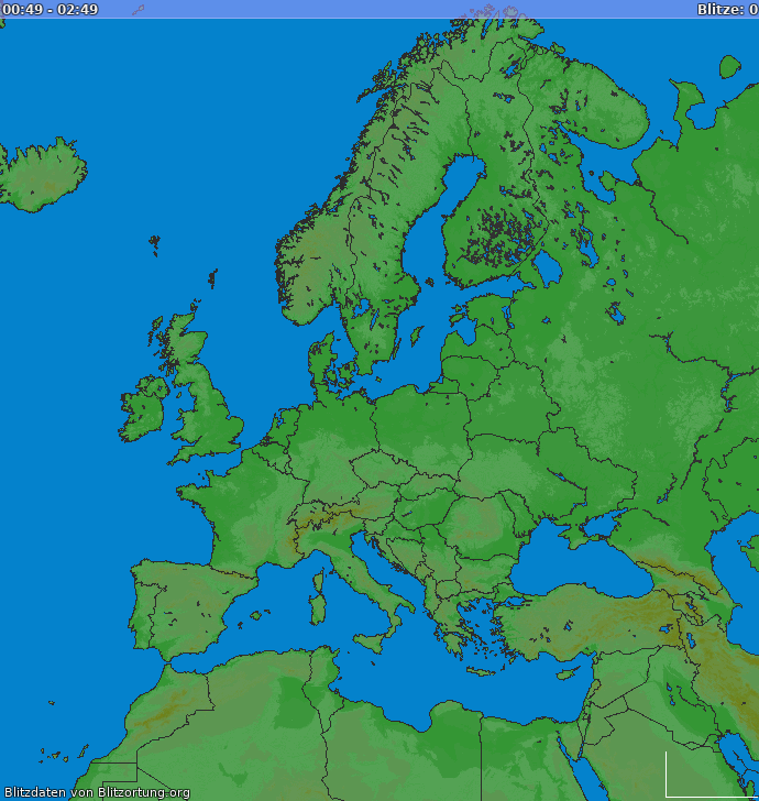 Lightning map Europe 2019-01-02 07:00:10