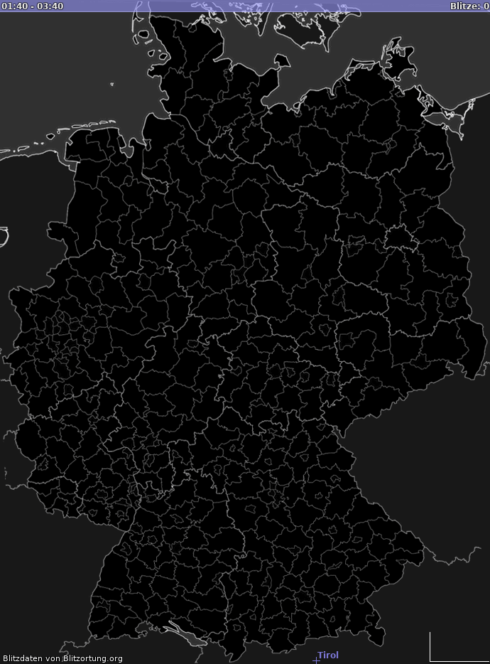 Mapa wyładowań Niemcy 2019-01-02 7:00:10